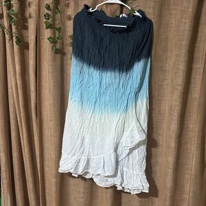Subtle Luxury Gradient Maxi Skirt in Blue and White